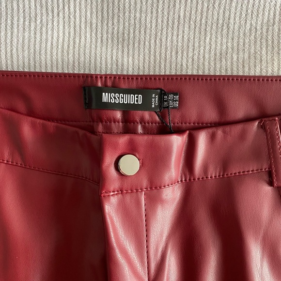 Deep Red Vegan Leather Pants - Picture 5 of 15